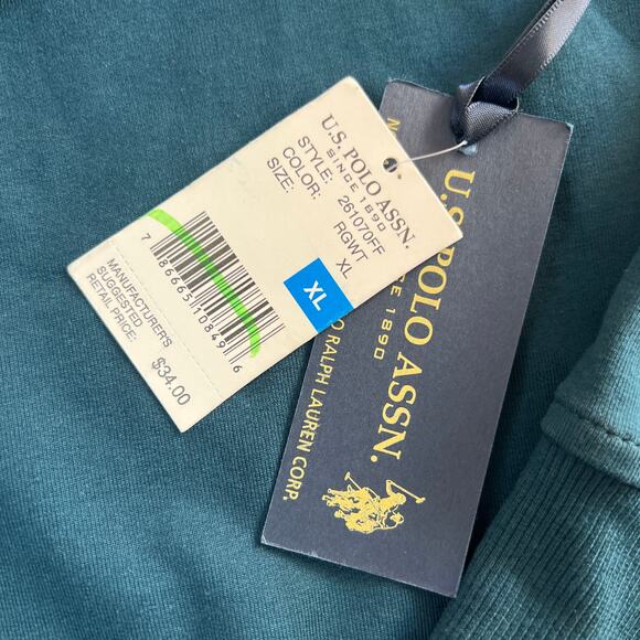 U.S. Polo Assn Teal Ruffle Sweatshirt XL NWT - Picture 3 of 10